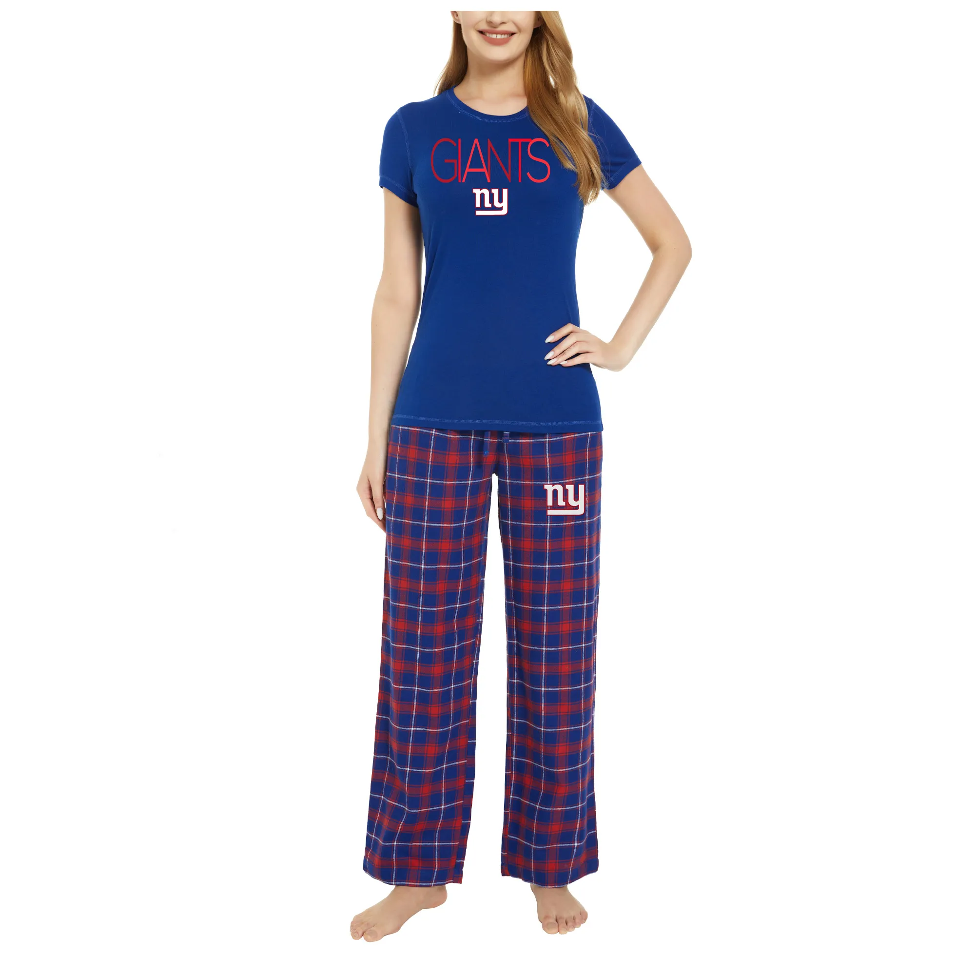 Lids Women's Concepts Sport Royal/Red New York Giants Arctic T-Shirt & Flannel Pants Sleep Set